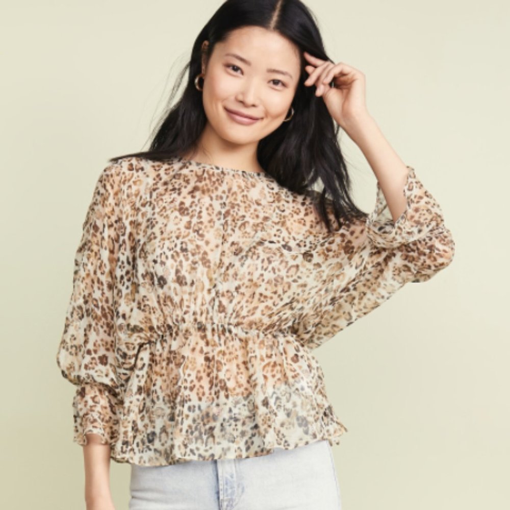 Iro Silk Chiffon Leopard Blouse